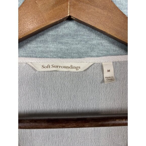 Soft‎ Surroundings Tassel Embroidered V-Neck Blouse M Beige boho - Picture 2 of 6